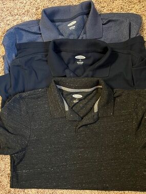 Old Navy Men’s Black Heather and Navy Polo Pack